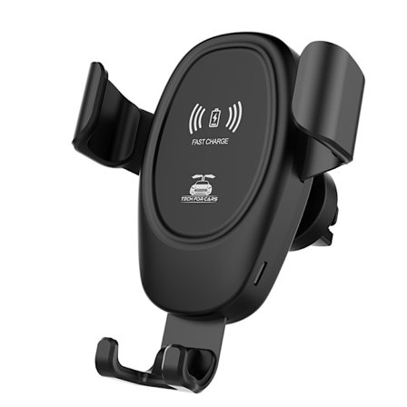 Mobiltelefonhållare med trådlös laddare för bil Svart