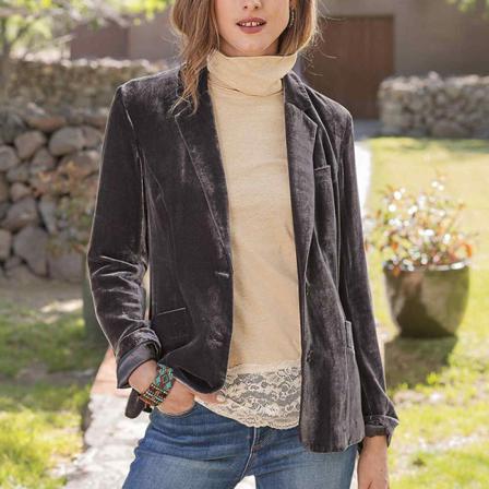 Kvinnor Långärmad Outwear Enfärgad Jacka