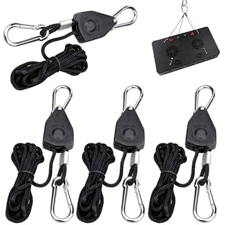 4 stycken spärrrep med krokar, 2 meter spärrrep för lampa
