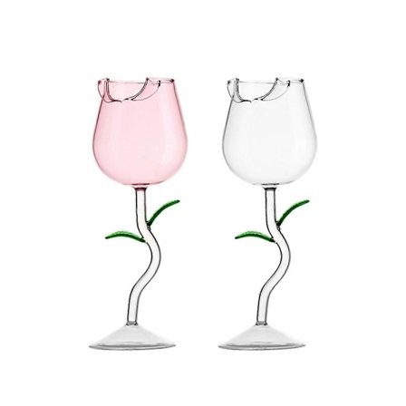 Rosblomma Vinglass 150/280ml Roseformede Vinglass Rosefest Vinglass Ny