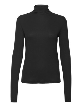 Rib Mock Neck Top Black Filippa K