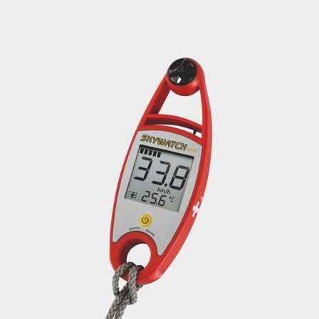 Anémomètre portatif Skywatch Wind, avec thermomètre, rouge