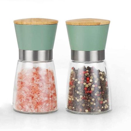 Salt och pepparkvarn set - Justerbar rostfritt stål krydda keramiska kvarnar kvarn shaker för köksbord Klassisk grön färg