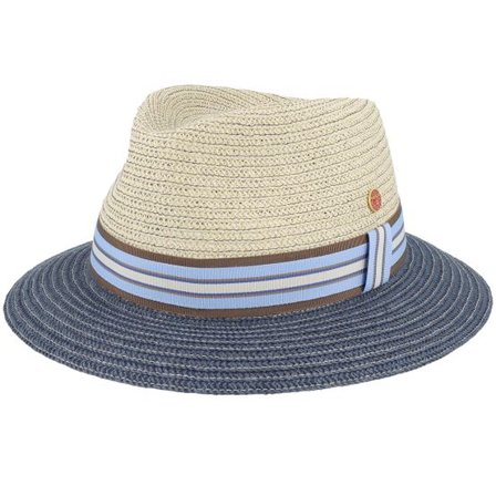 Mayser - Beige straw Hatt - Maleo Paperbraid Beige/Navy Straw Hat @ Hatstore