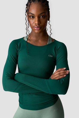 ICANIWILL - Everyday Seamless LS Dark Green - Langærmet - Damer - Træningstøj fra ICIW