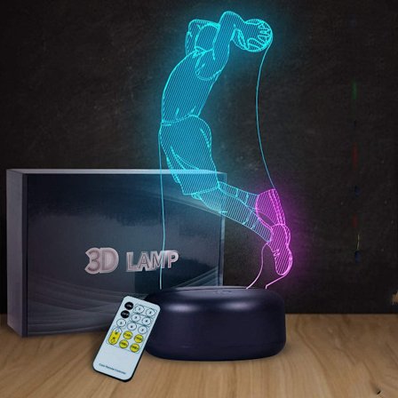Basketball Lampe 3D Visual Basketball LED Natlampe Berøringskontakt Fjernbetjening Basketball Bordlampe