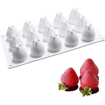 Kjøkken Silikon Bakeformer Jordbærform for Mousse Kakeform DIY