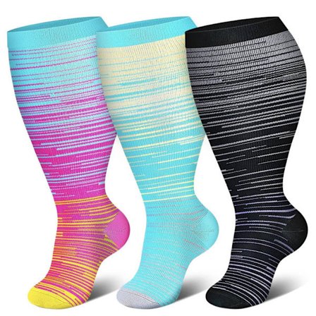 Kompressionsstrumpor i stora storlekar för kvinnor och män, bred vad, extra stora knähöga strumpor