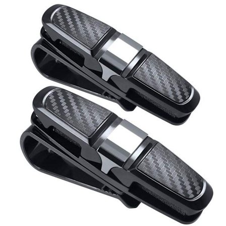 2-pakning solbrilleholder for bil solskjerm - Inkluderer kortklemme, svart