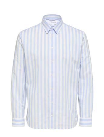 Slhregnew-Linen Shirt Ls Classic W Tops Shirts Casual Blue Selected Homme