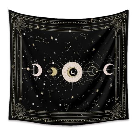 Tähtitaivas Mysteerinen Musta Tarot-korttiseinävaate Seinäkoriste Makuuhuoneen Seinäkoriste 200x150cm Musta