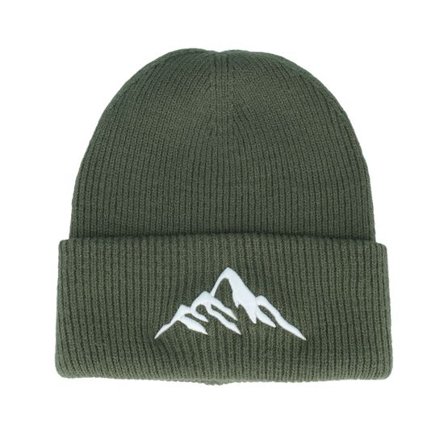 Wild Spirit - Grön cuff Beanie - Mountain 3d Olive Green Soft Deep Cuff @ Hatstore