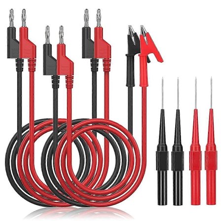 Multimeter Bananplugg til Krokodille Alligator Klemme Testprobe, Bananplugg til Bananplugg Kabel 4PC