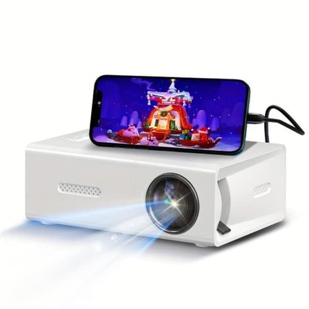 Mini Projektor - Full HD 1080p, Upp till 60" Bild, Bärbar för Hemma & Utomhus