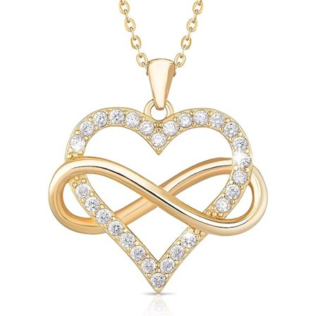 (Guld) Infinity Hjerte Halskæde til Kvinder. 925 Sterling Sølv Kæreste Hjerte Halskæde, Kærlighed Hjerte