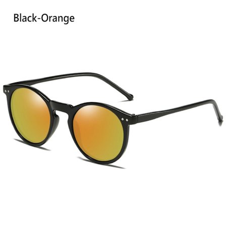 Unisex kör polariserade solglasögon glasögon solglasögon UV400 rund ram retro Black-Orange
