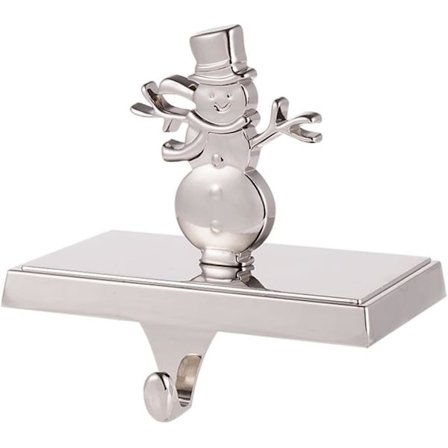 1 stk. Kaminhylde Julestrømpeholdere, Kraftige Sølv Metal Kaminhylder med Skridsikre Puder Strømper (snemand)