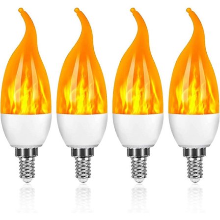 4-pak 3W E14 LED-pære med flammeeffekt og 3 lystilstande Dekorativ pære