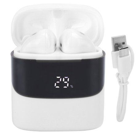 T12 Trådlösa Bluetooth 5.0 Hörlurar TWS Digital Display Öronproppar med Laddningsfodral Vit
