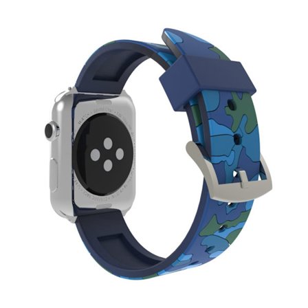 Silikonarmband Apple Watch 42/44/45 mm Kamouflage Blå