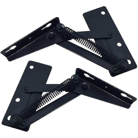 2 stk 80 graders brett med brettbar løftemekanisme, svarte fjærhengsler som er mye brukt i sofa-løftehengsler