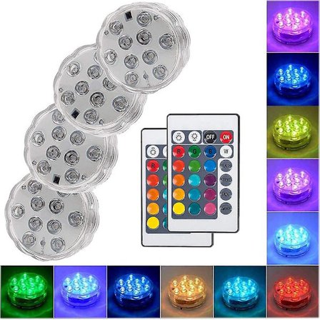 2023 Garden Swimming Pool 4 Led Submersible Light With 2 Remote Control, Battery Powered, Underwater Light Spot