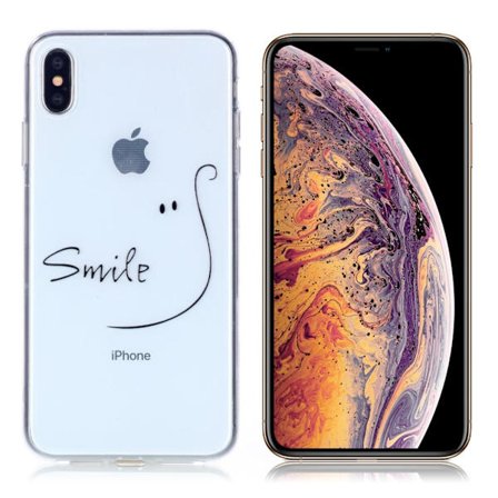 iPhone 9 Plus Kuviollinen Pehmeä ja Joustava Muovinen Takasuoja Kuori - Smile Teksti