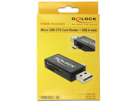 Delock Micro USB OTG Card Reader + USB A male - kortleser - USB