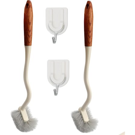 Pitkävartinen WC-harja, puukahvainen WC-harja, kaareva kulmaharja, syväpuhdistukseen