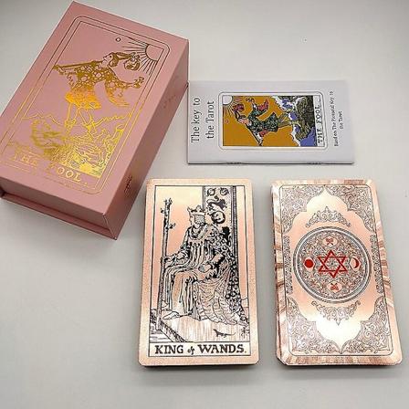 Uusi muovinen Rider-tarot-korttipakka, kuumasinetty kultafoliolla, hieno lautapeli ennustuskorteille kokoelmaan Rose pink