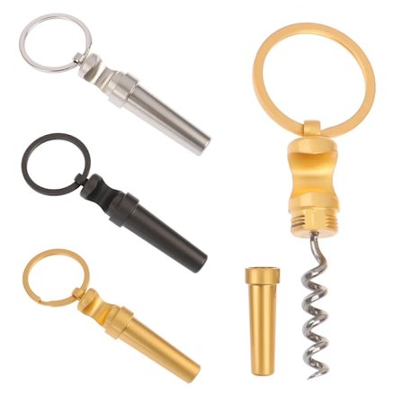 Multifunctional Zinc Alloy 3 In 1 Bottle Opener Keychain Outdoor Portable Mini Wine Beer Can Opener Wood Corkscrew Kitchen Tools