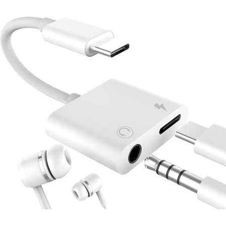 SiGN USB-C till 3.5mm AUX Adapter, 3A - Ladda & Lyssna - Vit