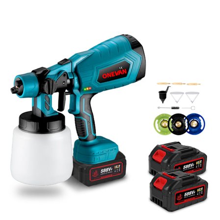 1000ML Elektrisk Sprutpistol Sladdlös Färgspruta Auto Möbel Hushållsspruta Flödeskontroll Elverktyg med 2 Batterier