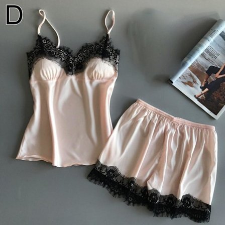 S-xxl Spets Pyjamasset Dam V-ringad Casual Pyjamas Linne Sommar Shorts Set P3f9