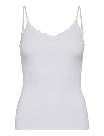 Organic Strap Top W/Lace Top Ærmeløs Top Hvid Rosemunde
