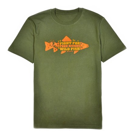 Frödin 'Free Rivers & Wild Fish' T-Shirt - Khaki Green - M