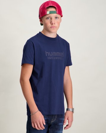 Hummel hmlJR BASE T-SHIRT S/S Blå T-skjorter Gutt - Kids Brand Store