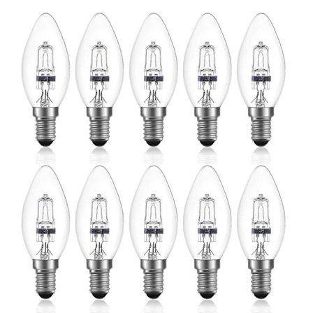 42W E14 C35 Himmennettävä halogeenilamppu AC 220-240V Lämmin valkoinen 2700K E14 Läpinäkyvä halogeenikynttilälamppu (10 kpl)