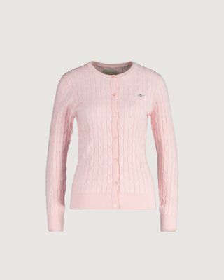 GANT - Bomullskabelstrikket cardigan med stretch til dame coral pink