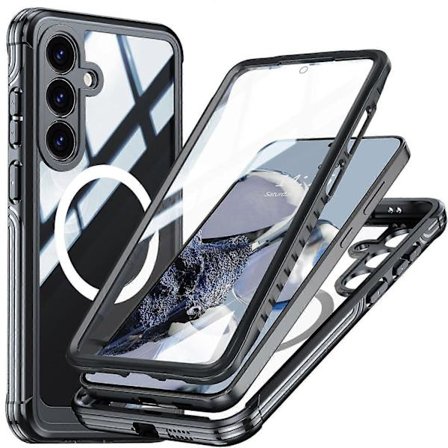 Magnetisk PC+TPU telefoncover til Samsung Galaxy S25 FE med skærmbeskyttelsesfilm af hærdet glas -