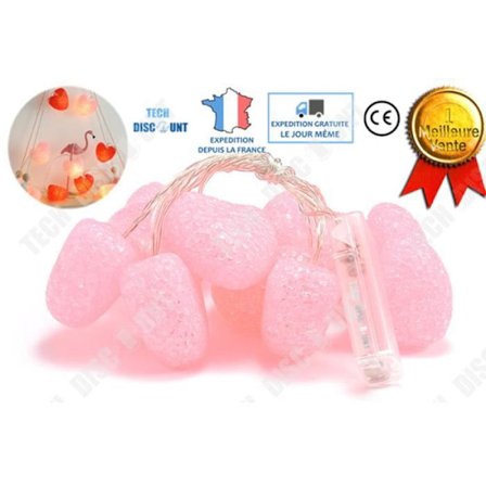 Ljusgirlang - TD - Hjärta - 30 lampor - IP44 - Solenergi - Röd