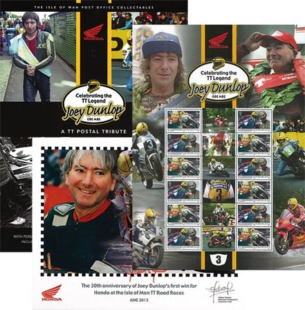 Isle of Man - Motorcykellegenden Joey Dunlop - Postfrisk souvenirmappe