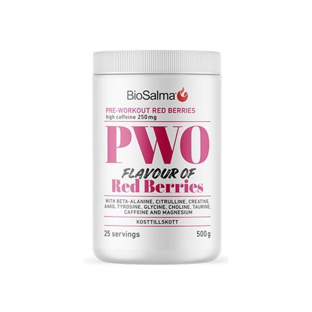 Pre-workout BioSalma PWO Red Berries 500g - Bodyman.dk