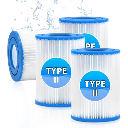 4 filterpatroner för poolfilter typ II, poolfilter typ 2 för simbassäng, ersättning för lazy spa-filter för Best-way poolpump