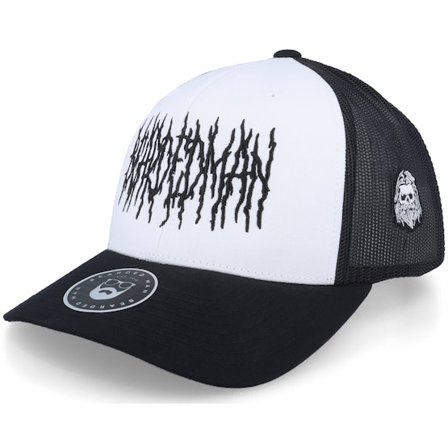 Bearded Man - White trucker Caps - Death Metal Logo 2-tone White/Black Trucker @ Hatstore