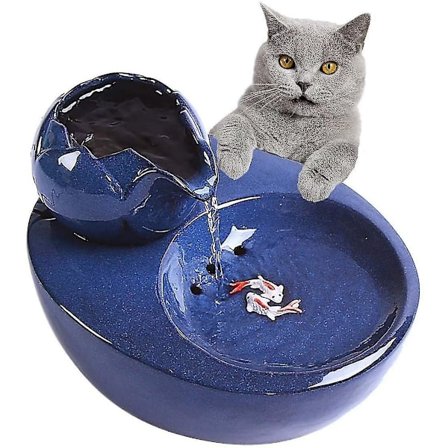 Keramisk kæledyrsvanddispenser - Lotus Vertical Cat Drikkefontæne