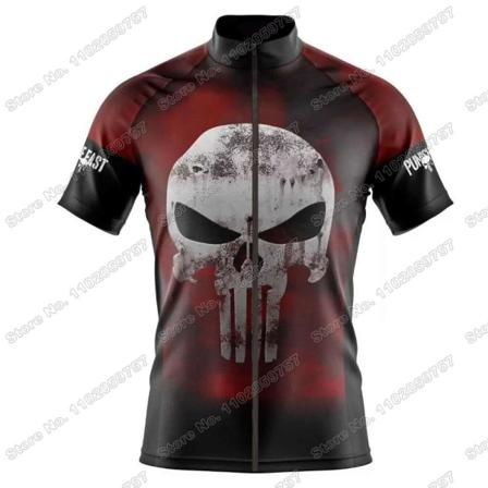 2023 Skull Cycling Jersey Set Justiceiro Pyöräilyvaatteet Miesten Punisher Maantiepyörä Paita Puku Polkupyörän ruokalaput shortsit MTB-ajoasut 17 S