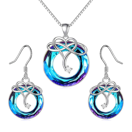 Jag älskar dig tills oändligheten är uttömd kristall oändlighetshalsband, oändlig kärlek halsband örhängen set