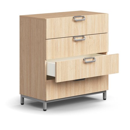 Schubladenelement QBUS, 868 x 800 x 400 mm, Silber, Eiche