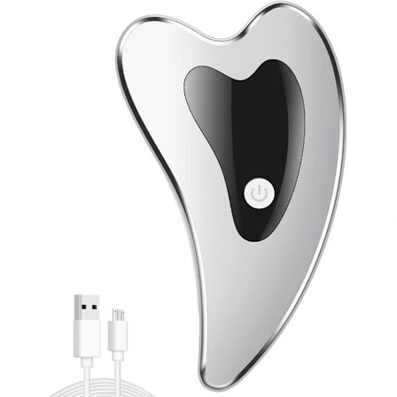 Gua Sha Ansiktsverktøy Elektrisk Gua Sha Plate Ansiktsmassasjeapparat med Vibrasjon Varme Skrapelampe